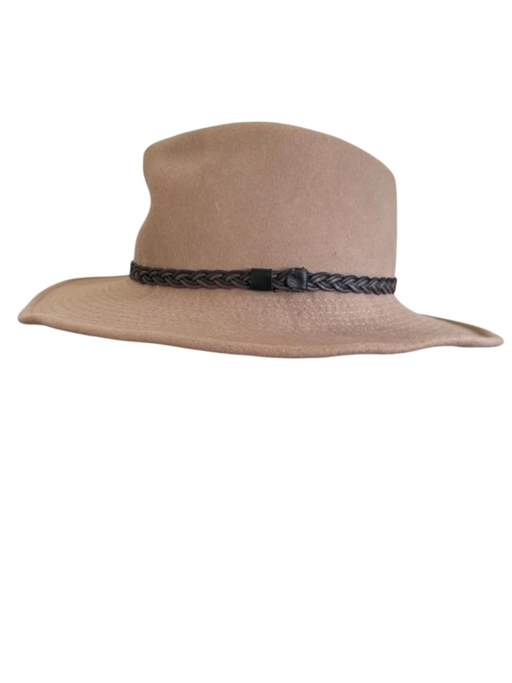 Vintage Lanning Tan Cowboy Hat Size Small Braided Band Wide Brim Made in Canada